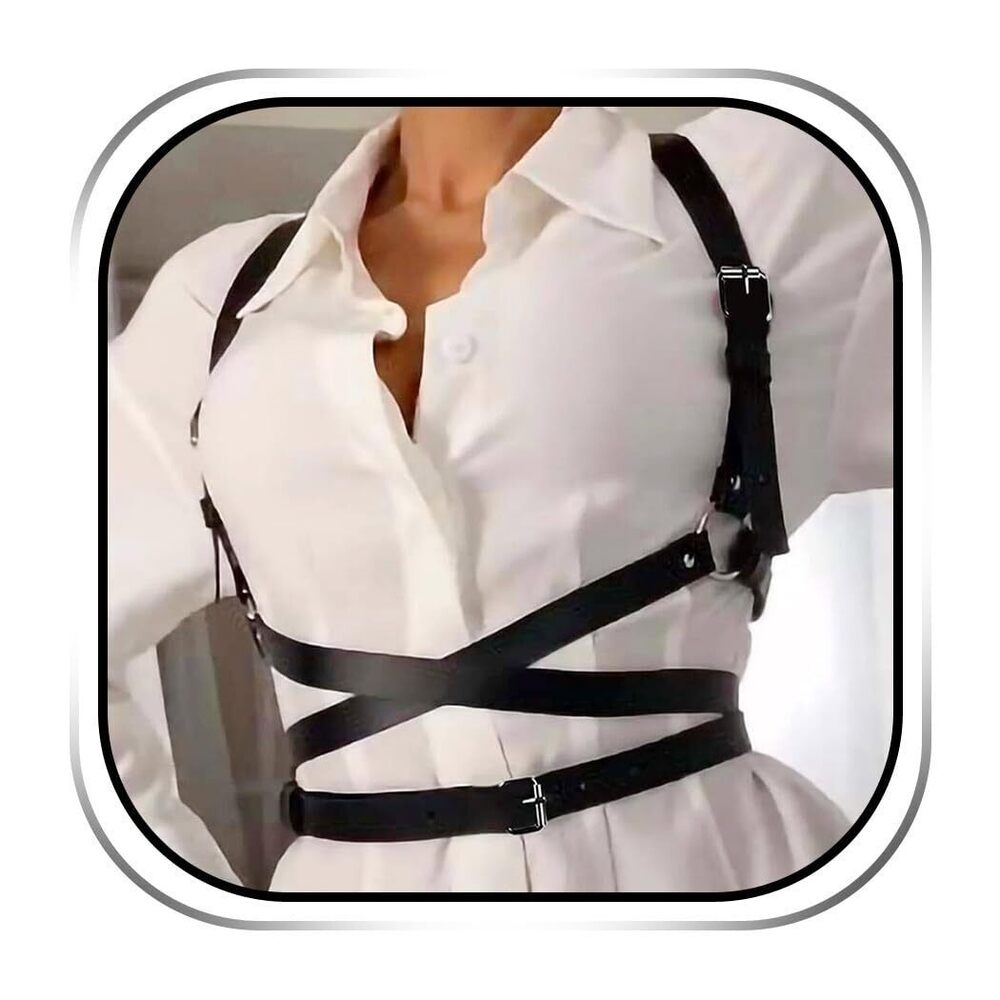 1694 Leather Waist Harness Black Punk Wide Waist Belt Gothic Fashion Rave